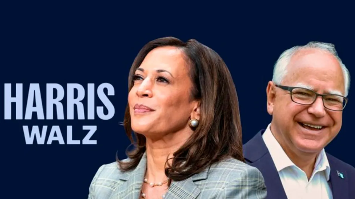 kamala harris y tim walz