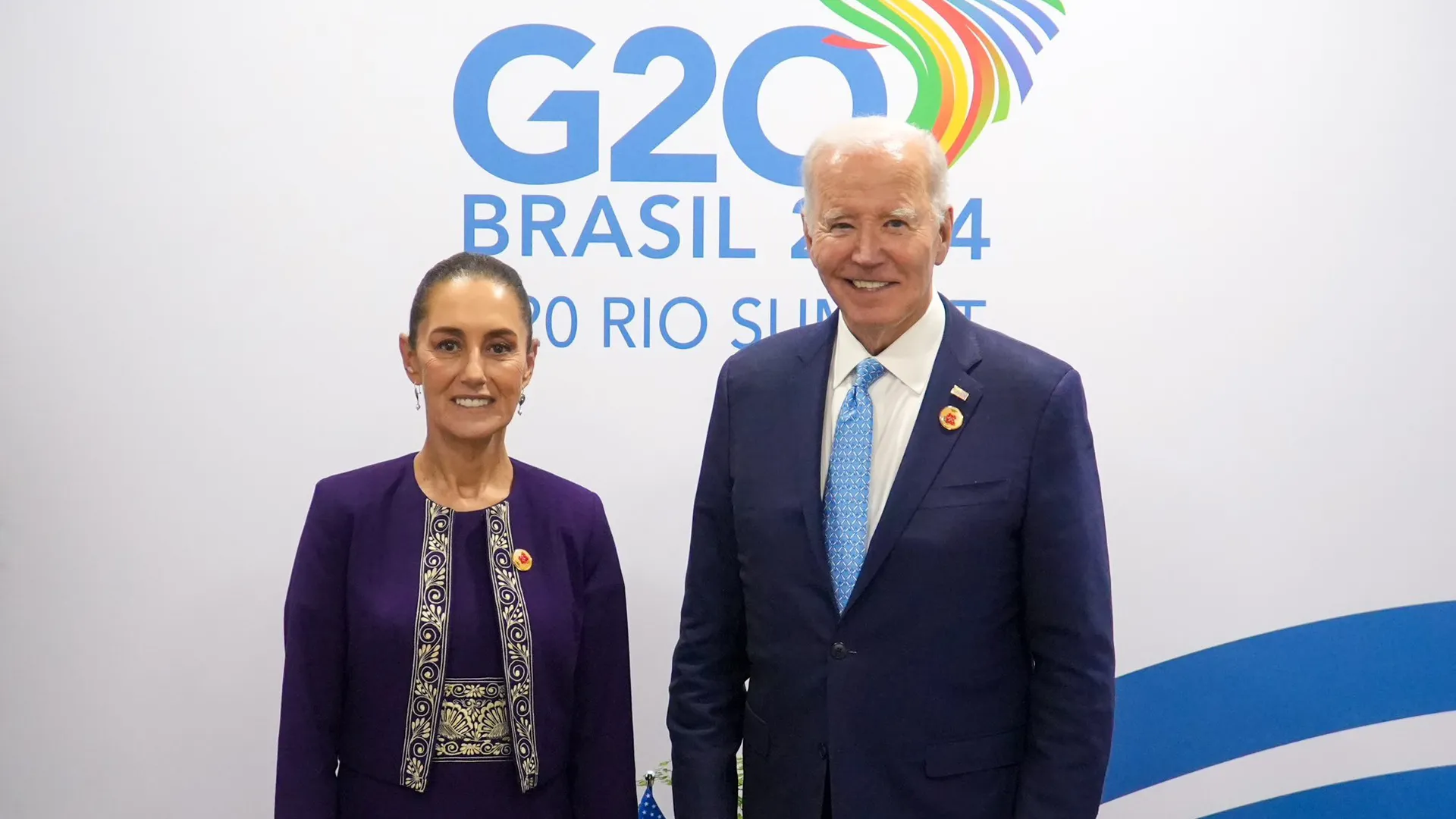 claudia sheinbaum y joe biden en el g20